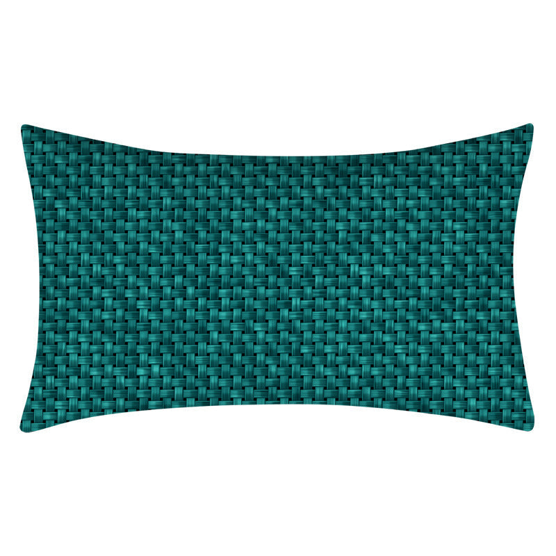 HKM-270547 Teal Geometric Abstraction Lumbar Cushion Cover - Peach Skin Material, 30x50cm