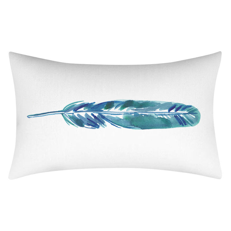 HKM-270547 Teal Geometric Abstraction Lumbar Cushion Cover - Peach Skin Material, 30x50cm