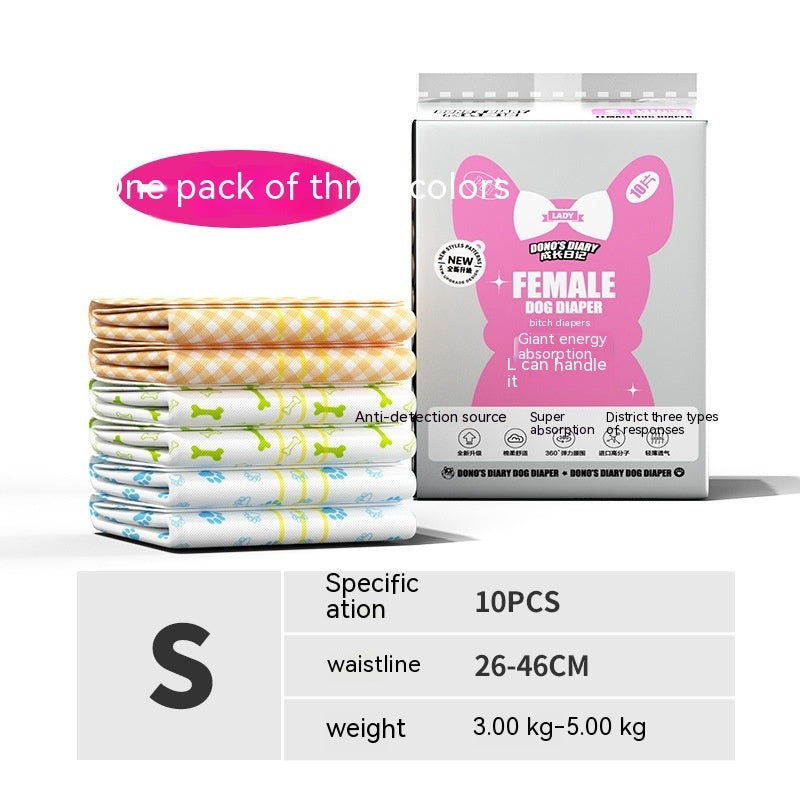 HKM-270675 Disposable Dog & Cat Urinary Diapers - Absorbent Physiological Pants (10 Pack)