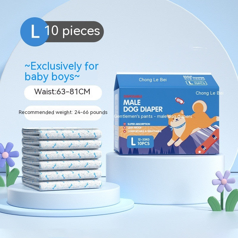 HKM-270675 Disposable Dog & Cat Urinary Diapers - Absorbent Physiological Pants (10 Pack)