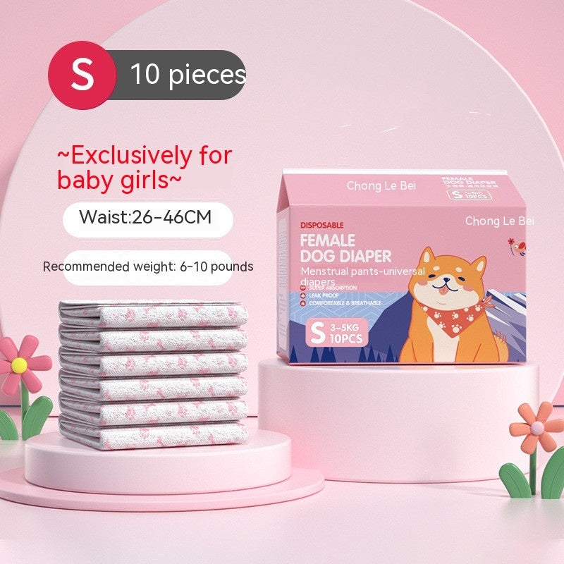 HKM-270675 Disposable Dog & Cat Urinary Diapers - Absorbent Physiological Pants (10 Pack)