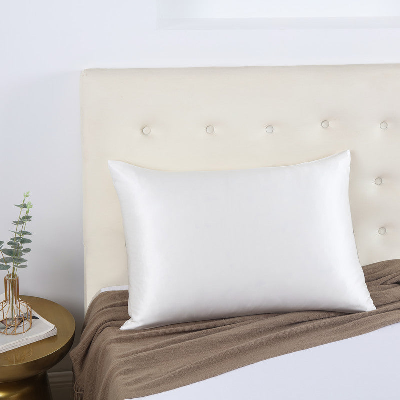 HKM-270803 Solid Color Mulberry Silk Zipper Pillowcase - Modern Simplicity, Available in 19mm & 22mm Sizes