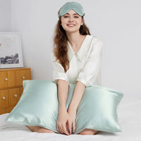 HKM-270803 Solid Color Mulberry Silk Zipper Pillowcase - Modern Simplicity, Available in 19mm & 22mm Sizes