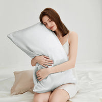 HKM-270803 Solid Color Mulberry Silk Zipper Pillowcase - Modern Simplicity, Available in 19mm & 22mm Sizes