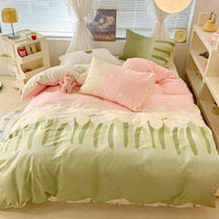 HKM-270995 Floral Rabbit Cotton Bedding Set – Three or Four Piece Pastoral Design with Quilt Cover and Bed Sheet