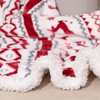 HKM-270995 Thick Sherpa Lambswool Flannel Blanket - Cartoon Anime Design, Elk Double White 152x127cm & 150x200cm