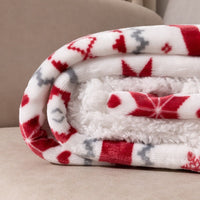 HKM-270995 Thick Sherpa Lambswool Flannel Blanket - Cartoon Anime Design, Elk Double White 152x127cm & 150x200cm