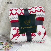 HKM-270995 Thick Sherpa Lambswool Flannel Blanket - Cartoon Anime Design, Elk Double White 152x127cm & 150x200cm