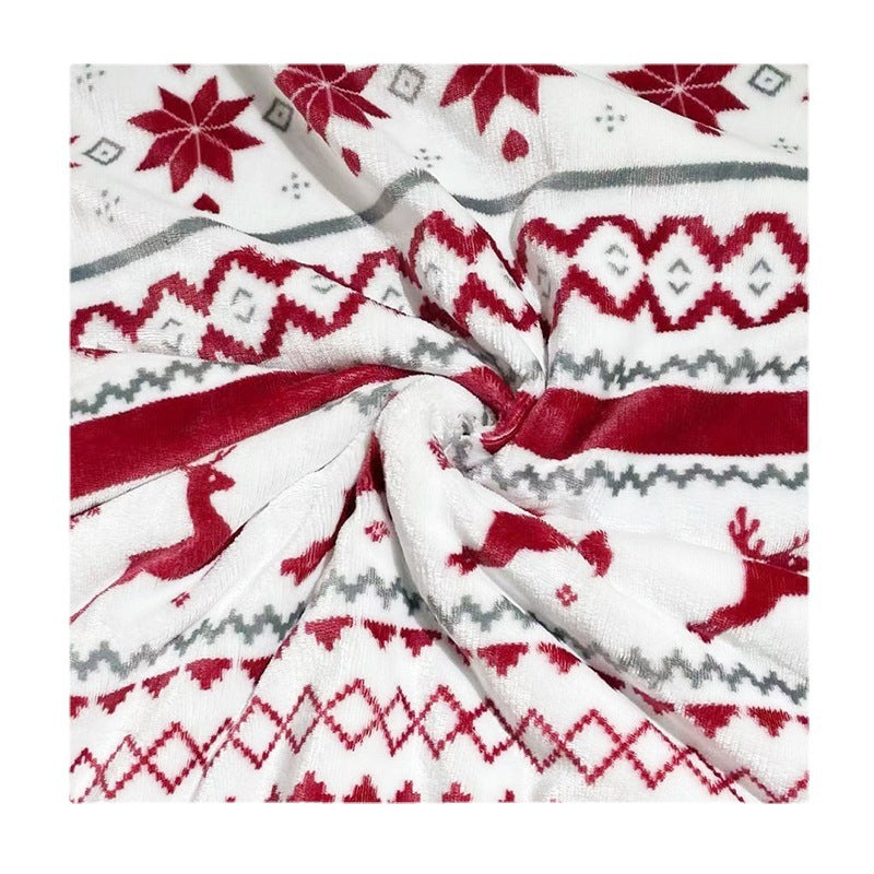 HKM-270995 Thick Sherpa Lambswool Flannel Blanket - Cartoon Anime Design, Elk Double White 152x127cm & 150x200cm