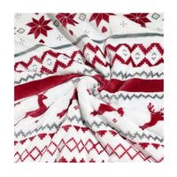 HKM-270995 Thick Sherpa Lambswool Flannel Blanket - Cartoon Anime Design, Elk Double White 152x127cm & 150x200cm