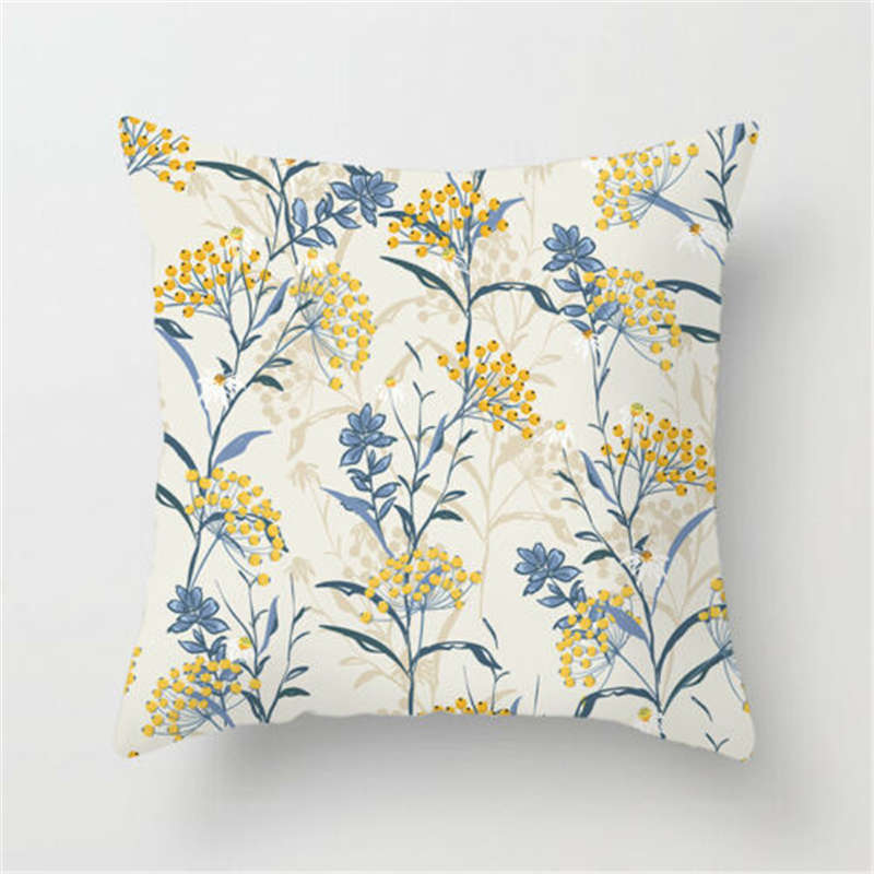 HKM-271059 Super Soft Peach Skin Fleece Pillowcase with Creative Plant Design, 45x45CM