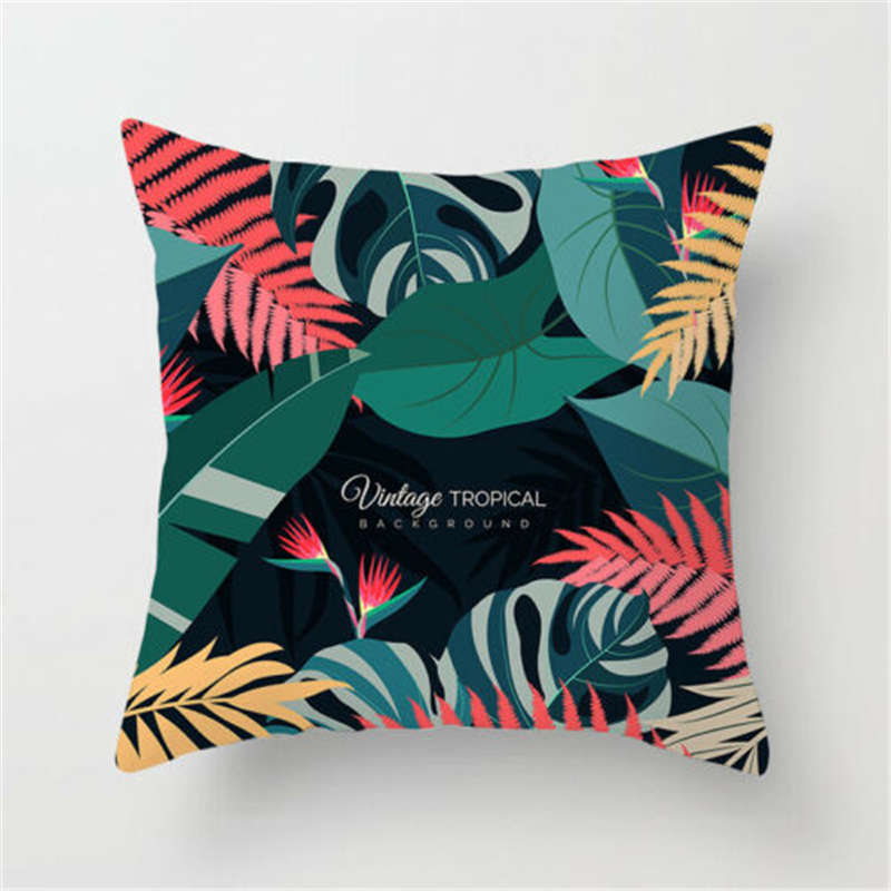 HKM-271059 Super Soft Peach Skin Fleece Pillowcase with Creative Plant Design, 45x45CM