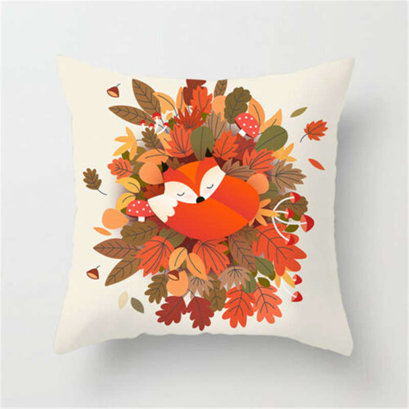 HKM-271059 Super Soft Peach Skin Fleece Pillowcase with Creative Plant Design, 45x45CM