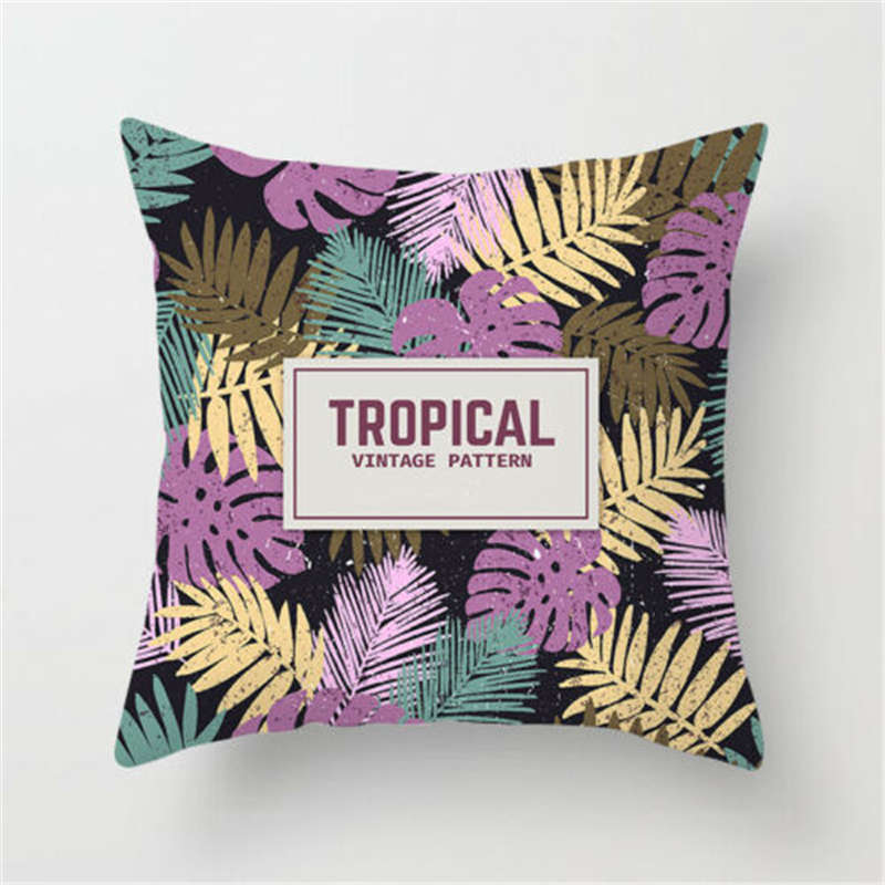 HKM-271059 Super Soft Peach Skin Fleece Pillowcase with Creative Plant Design, 45x45CM