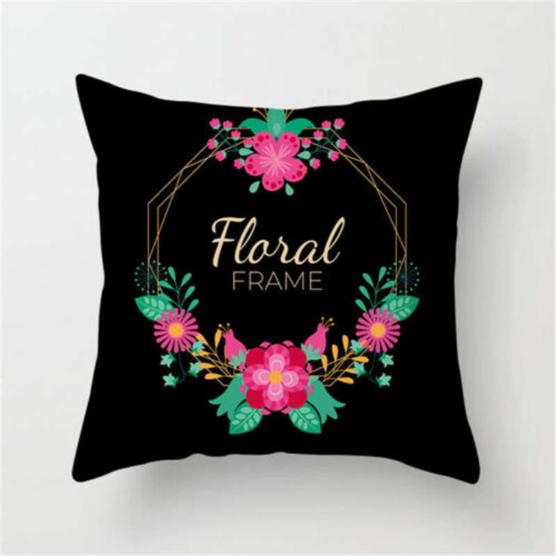 HKM-271059 Super Soft Peach Skin Fleece Pillowcase with Creative Plant Design, 45x45CM