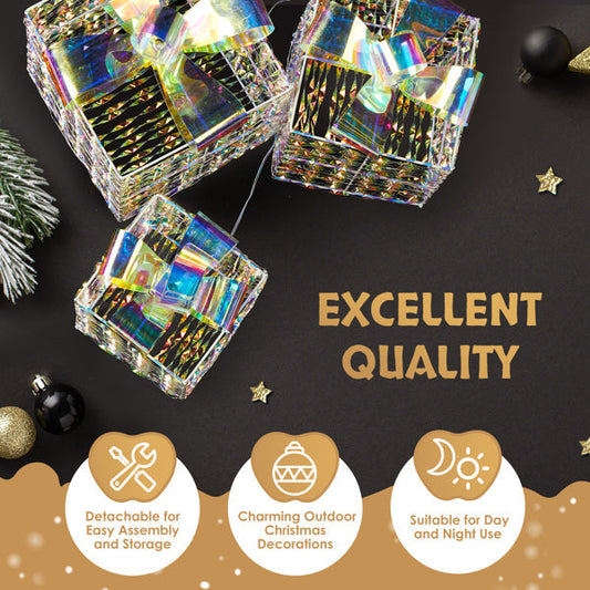 HKM-271123 Colorful 3-Piece Lighted Gift Box Set for Festive Indoor & Outdoor Christmas Decor