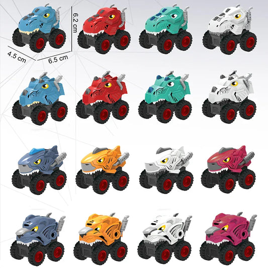 HKM-271251 Dinosaur Pull Back Car Toy - Mecha Style Inertia Vehicle for Kids Ages 5 and Up