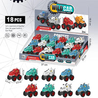 HKM-271251 Dinosaur Pull Back Car Toy - Mecha Style Inertia Vehicle for Kids Ages 5 and Up