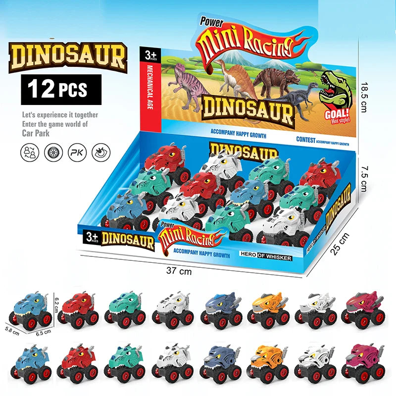 HKM-271251 Dinosaur Pull Back Car Toy - Mecha Style Inertia Vehicle for Kids Ages 5 and Up