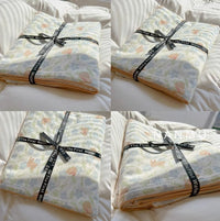 HKM-271315 Bunny Design Four-Piece Cotton Bedding Set in Pastoral Style for Dorm Rooms