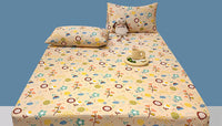 HKM-271315 Cotton Elastic Fitted Bed Sheet Set with Geometric Print – Queen/King Size Bedspread and Pillowcases