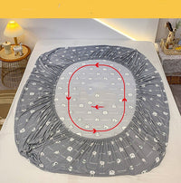 HKM-271315 Cotton Elastic Fitted Bed Sheet Set with Geometric Print – Queen/King Size Bedspread and Pillowcases