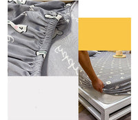 HKM-271315 Cotton Elastic Fitted Bed Sheet Set with Geometric Print – Queen/King Size Bedspread and Pillowcases