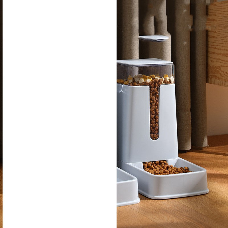 HKM-271507 Automatic Pet Double Bowl Feeder and Waterer, 3.5L Capacity, PP Material in White, Green, and Gray