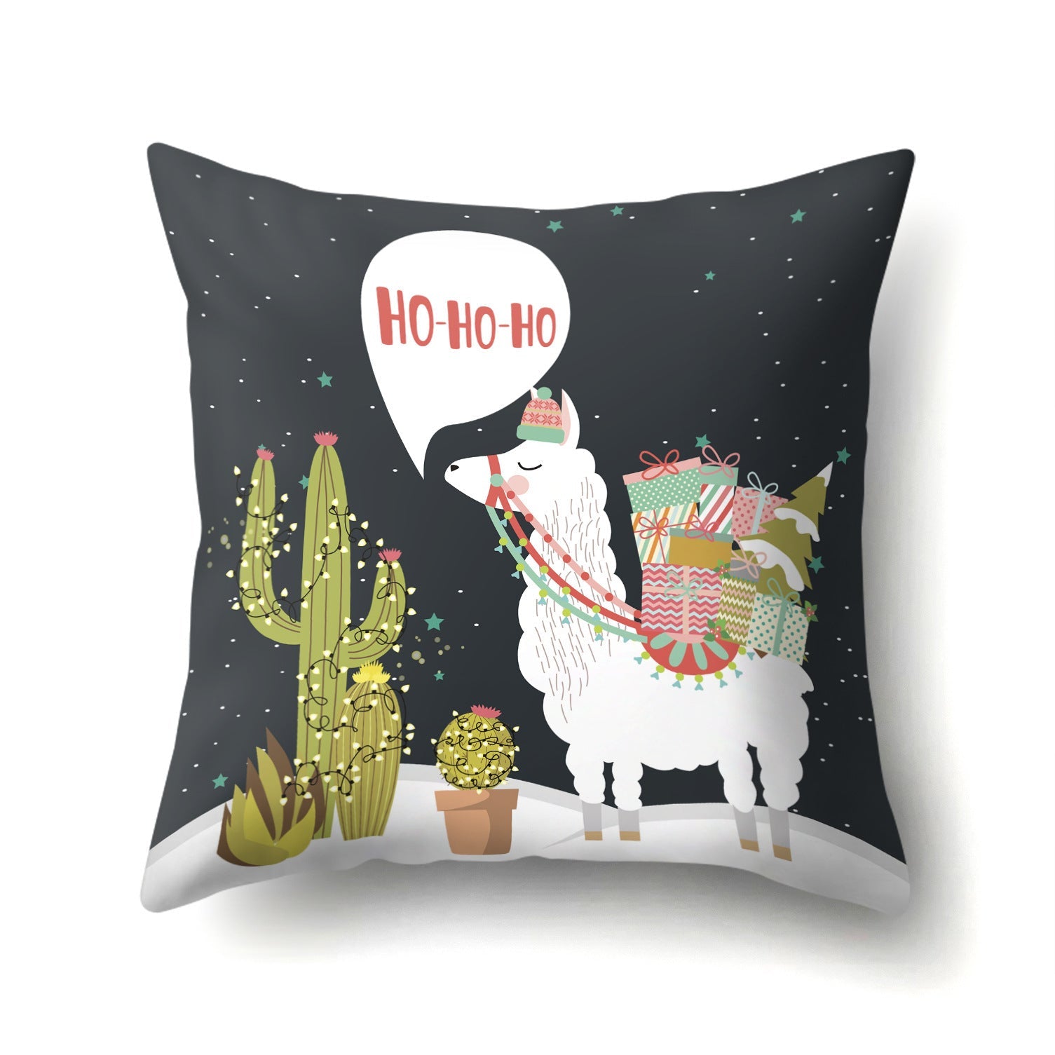HKM-271827 Creative Alpaca Print Polyester Pillow Cover - 45cm x 45cm, Soft and Stylish Home Accent