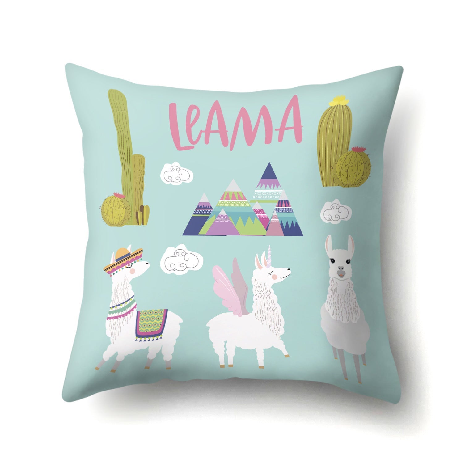 HKM-271827 Creative Alpaca Print Polyester Pillow Cover - 45cm x 45cm, Soft and Stylish Home Accent