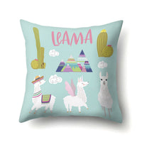 HKM-271827 Creative Alpaca Print Polyester Pillow Cover - 45cm x 45cm, Soft and Stylish Home Accent
