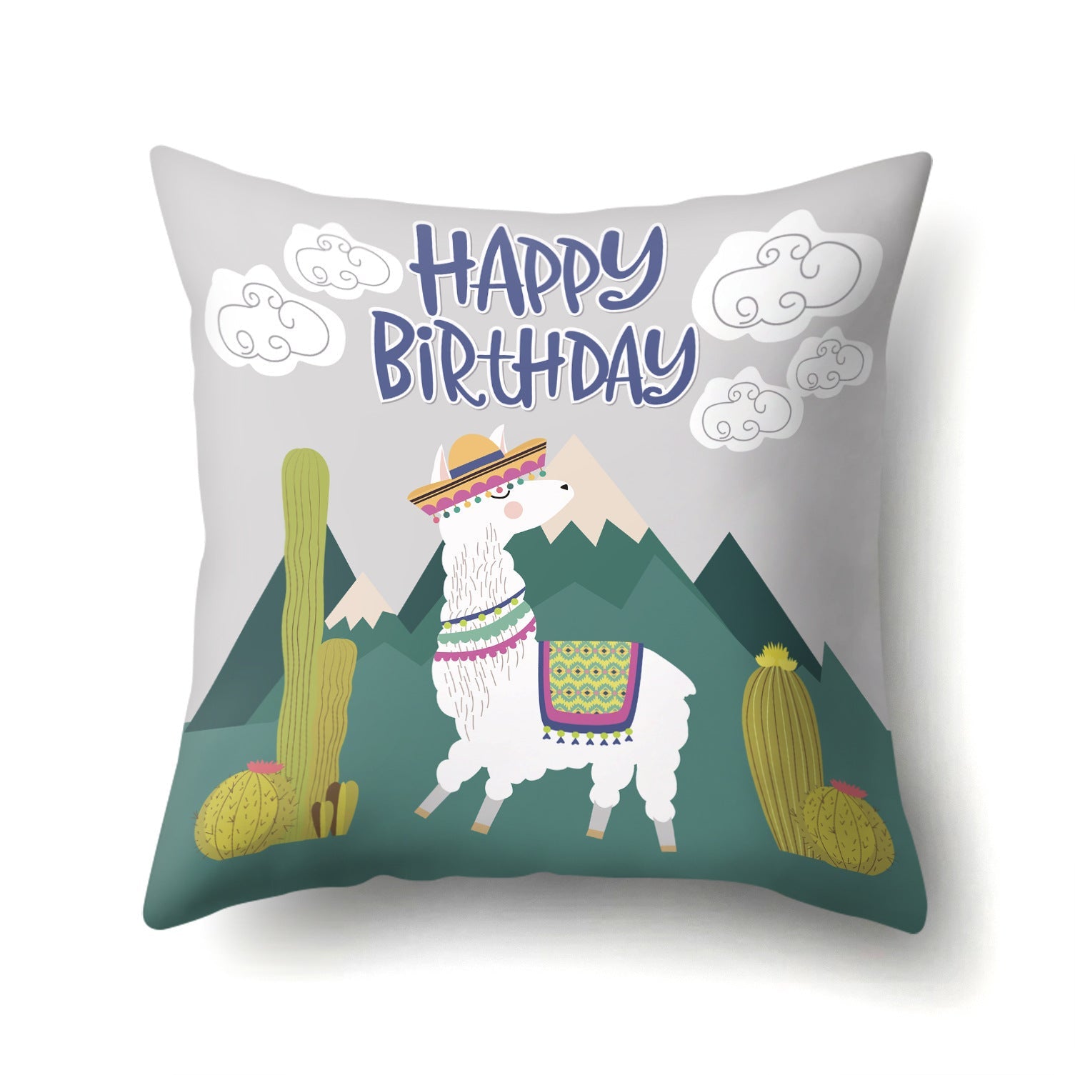 HKM-271827 Creative Alpaca Print Polyester Pillow Cover - 45cm x 45cm, Soft and Stylish Home Accent
