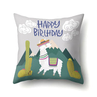HKM-271827 Creative Alpaca Print Polyester Pillow Cover - 45cm x 45cm, Soft and Stylish Home Accent
