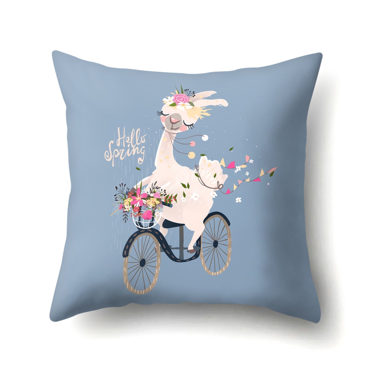 HKM-271827 Creative Alpaca Print Polyester Pillow Cover - 45cm x 45cm, Soft and Stylish Home Accent