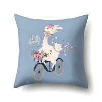 HKM-271827 Creative Alpaca Print Polyester Pillow Cover - 45cm x 45cm, Soft and Stylish Home Accent