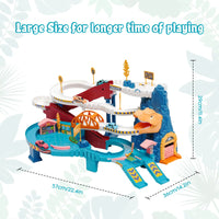 HKM-271955 Dinosaur Climbing Hills Track Set with Winding Highway and Car Parking Lot for Ages 2 and Up