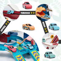 HKM-271955 Dinosaur Climbing Hills Track Set with Winding Highway and Car Parking Lot for Ages 2 and Up