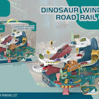 HKM-271955 Dinosaur Climbing Hills Track Set with Winding Highway and Car Parking Lot for Ages 2 and Up