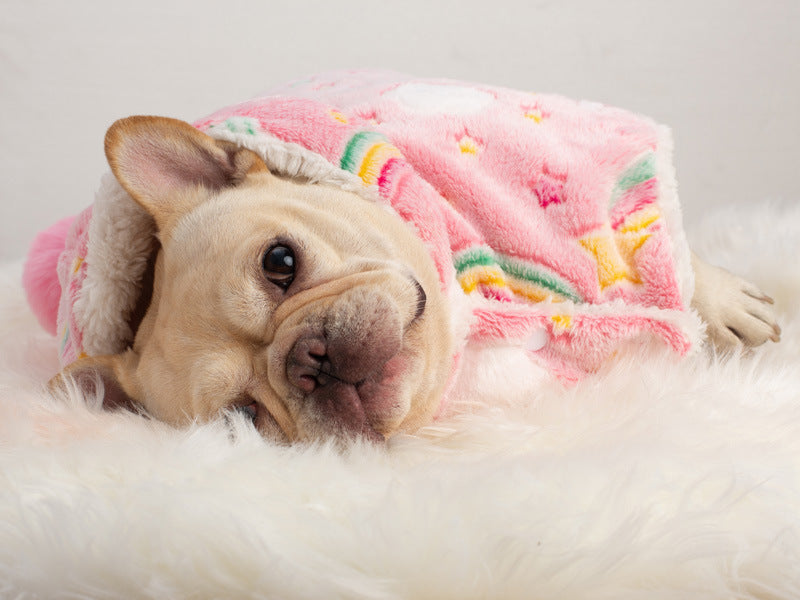 HKM-271955 Luminous Coral Fleece Dog Cloak Nightgown for Autumn and Winter