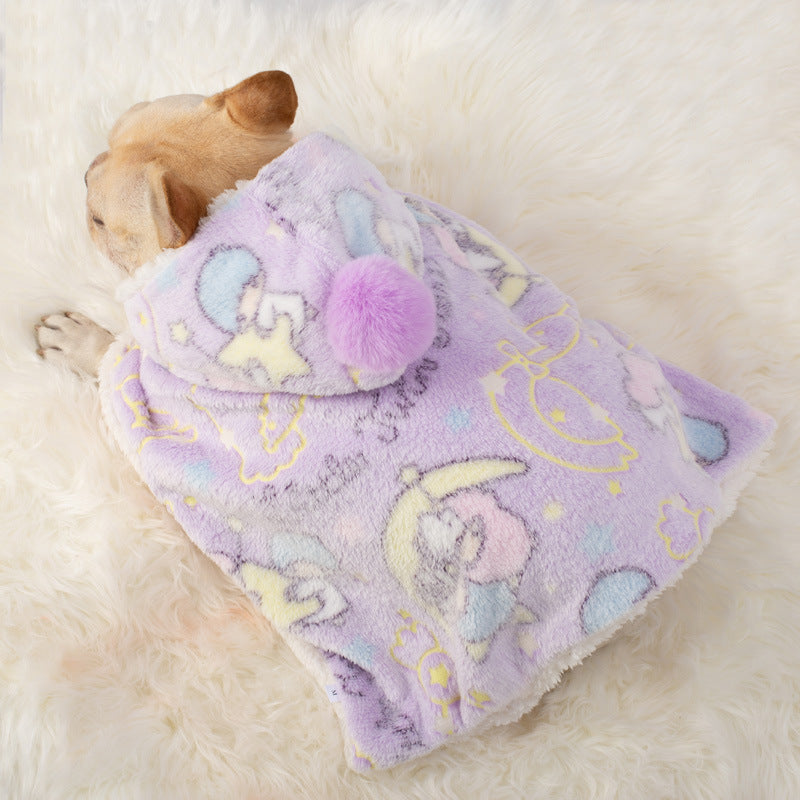 HKM-271955 Luminous Coral Fleece Dog Cloak Nightgown for Autumn and Winter