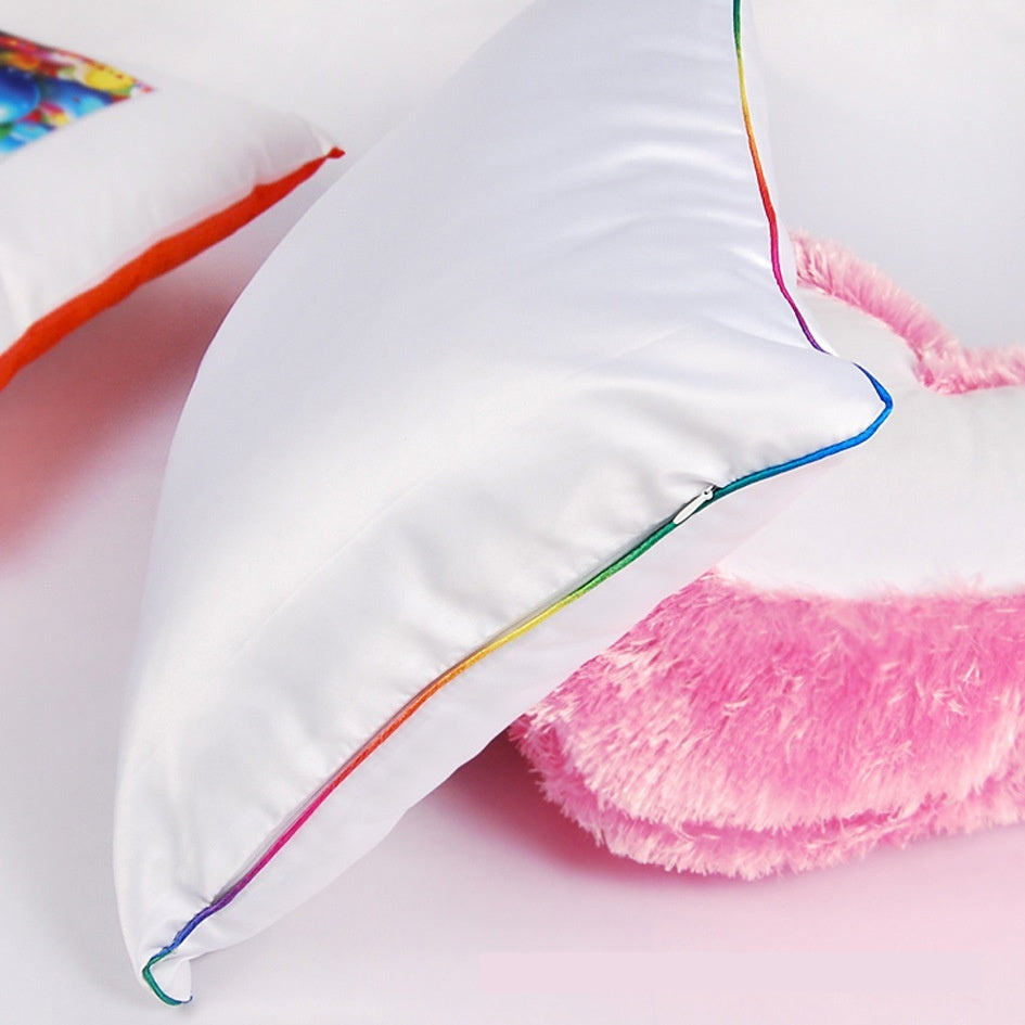 HKM-271955 Solid Color Thermal Transfer Pillow Cover with Golden and Silver Edges, 40x40cm, Modern Simple Design