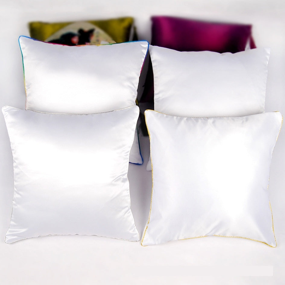 HKM-271955 Solid Color Thermal Transfer Pillow Cover with Golden and Silver Edges, 40x40cm, Modern Simple Design