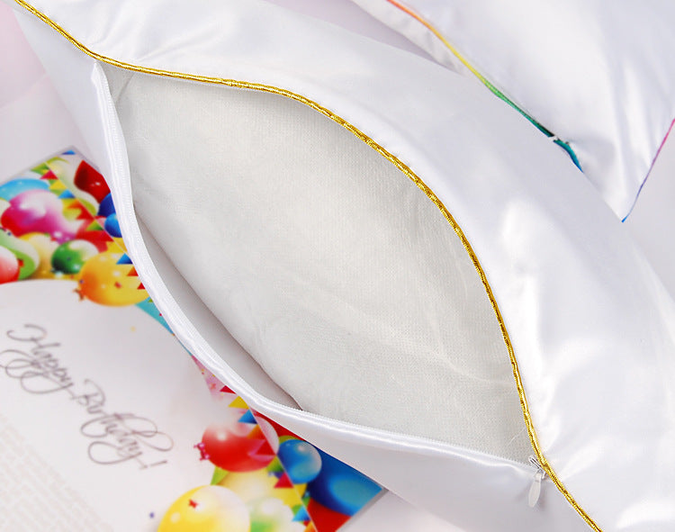 HKM-271955 Solid Color Thermal Transfer Pillow Cover with Golden and Silver Edges, 40x40cm, Modern Simple Design