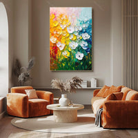 HKM-272083 Handmade 3D Texture Oil Painting on Canvas - Floral Modern Abstract Art for Home Decor