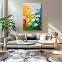 HKM-272083 Handmade 3D Texture Oil Painting on Canvas - Floral Modern Abstract Art for Home Decor