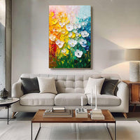 HKM-272083 Handmade 3D Texture Oil Painting on Canvas - Floral Modern Abstract Art for Home Decor