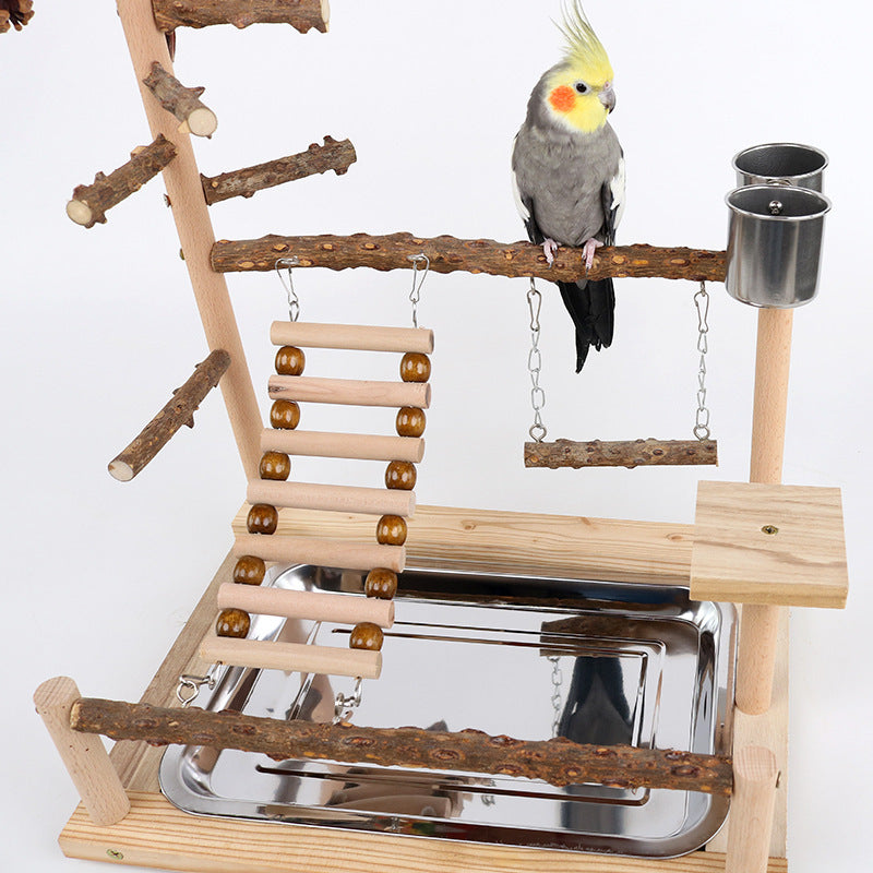HKM-272083 Sichuan Pepper Parrot Climbing Training Platform - Natural Solid Wood for Small and Medium Birds - 37x26x45cm