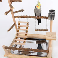 HKM-272083 Sichuan Pepper Parrot Climbing Training Platform - Natural Solid Wood for Small and Medium Birds - 37x26x45cm