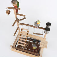 HKM-272083 Sichuan Pepper Parrot Climbing Training Platform - Natural Solid Wood for Small and Medium Birds - 37x26x45cm