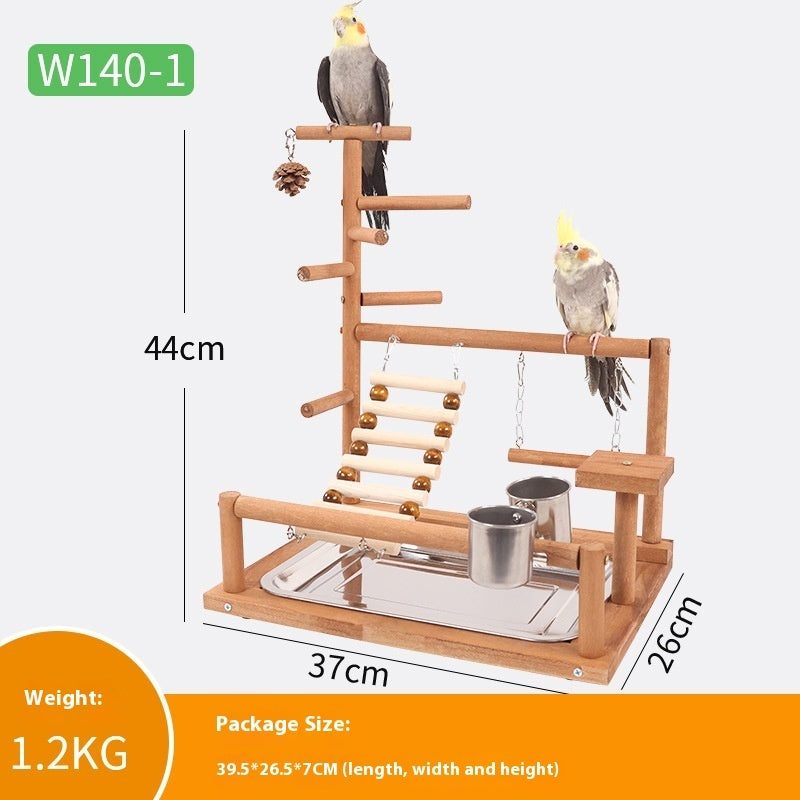 HKM-272083 Sichuan Pepper Parrot Climbing Training Platform - Natural Solid Wood for Small and Medium Birds - 37x26x45cm